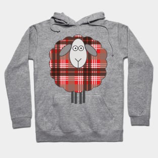 Scottish Red, Black and White Tartan Patterned Sheep Hoodie